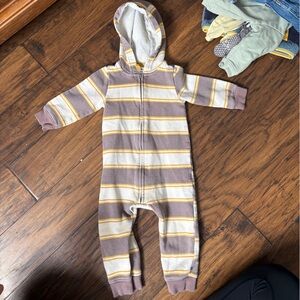 Carter's Brown and Yellow Striped Hooded Footie